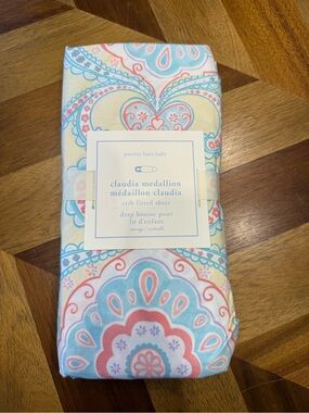 Pottery Barn Claudia Medallion Crib Fitted Sheet - Pastel Pink & Blue NEW
